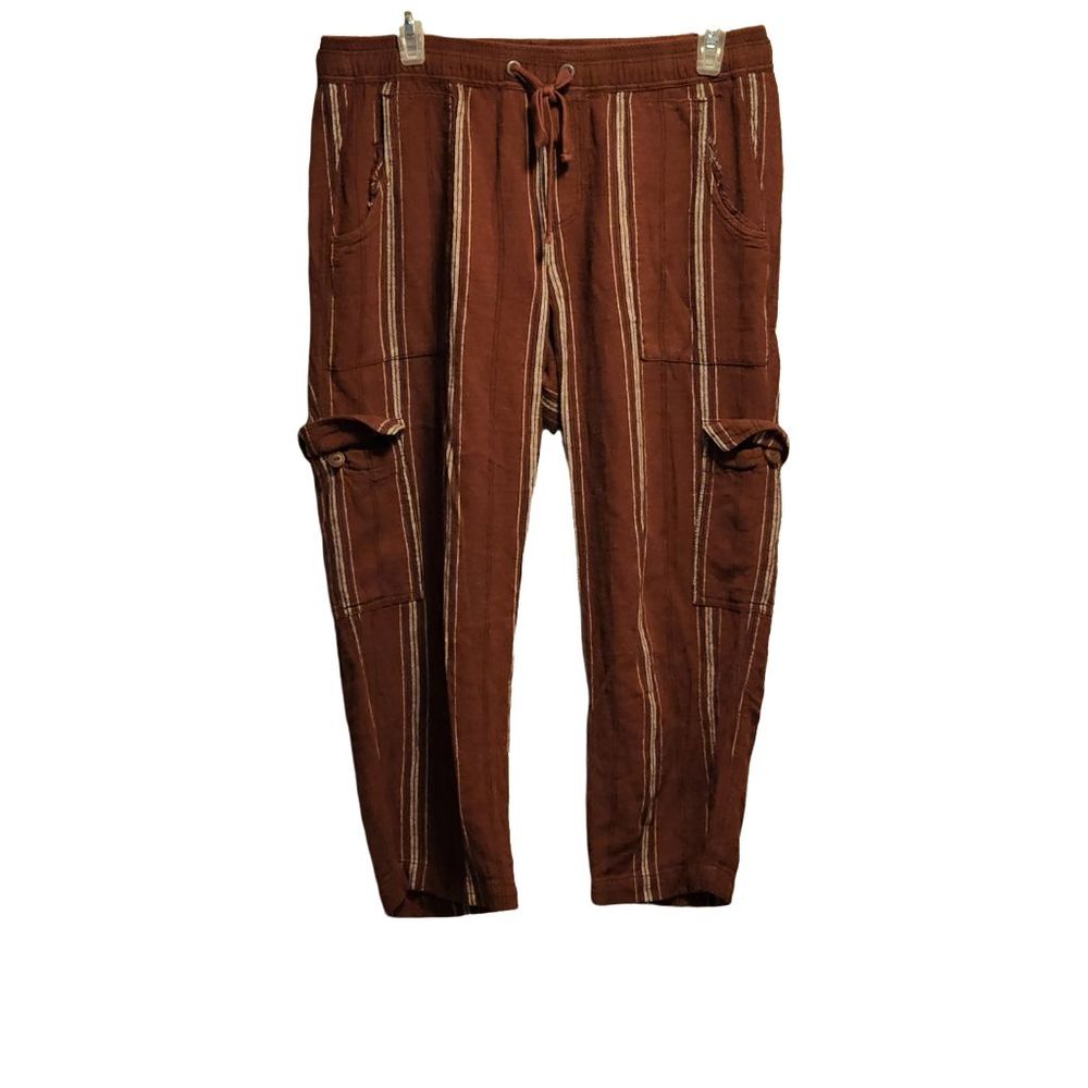 Sanctuary and Anthropologie Brown Linen Capri Pant Cargo Pockets Small Petite SP
